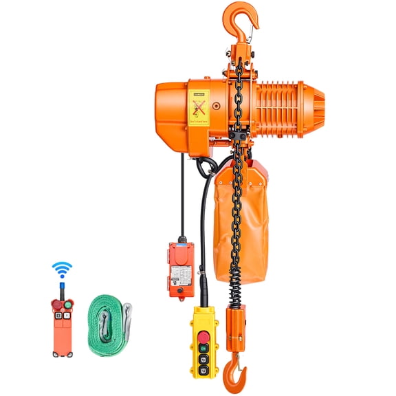 VEVOR 2200 lbs Electric Chain Hoist, 20 ft Lifting Height, Three-Phase Overhead Crane with 328 ft Wireless & 15 ft Wired Remote Control, Double G80 Chain Hoist for Factories, Warehouses, Garages