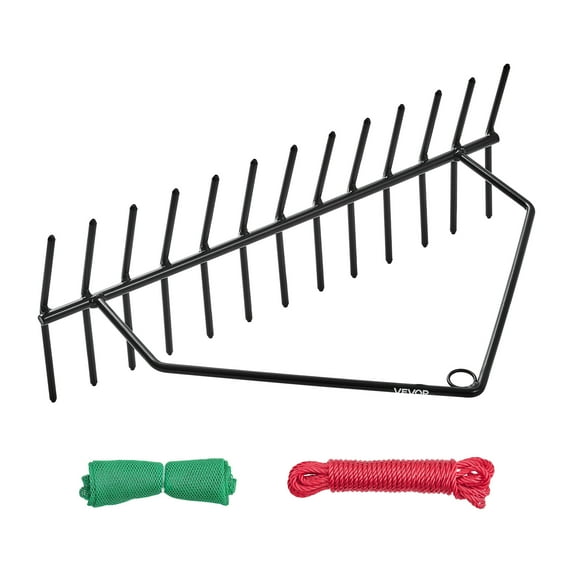 VEVOR 24 in Aquatic Weed Rake, 8.7 in Double Sided Lake Weed Rake, Pond Weeds Cutter with 30ft Rope, Tie Hole, No Assembly Required, Lightweight Muck Lilypad Clearing Tool for Pond, Lake, Rivulet