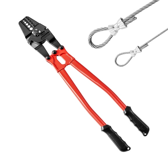 VEVOR 24" Hand Swager Cable Wire Rope Cutter Swage 1/16" 3/32" 1/8" 5/32" 3/16" Aluminum Sleeves Copper