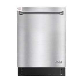VEVOR 24 Inch Built-In Dishwasher, Stainless Steel Tub, 14 Place Settings and 8 Washing Programs, 23.82 x 25.2 x 33.78 Inch Low-Noise Dishwashing Machine with Upper / Lower Racks and Zoned Storage