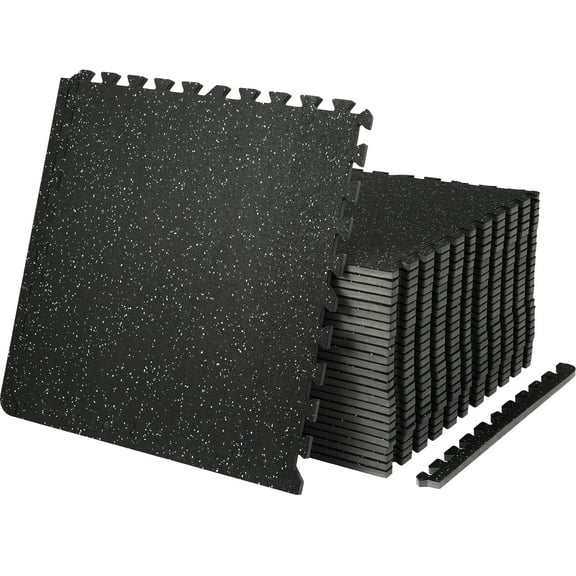 VEVOR 24" x 24" Black Gray EVA Foam Rubber Interlocking Floor Mats, 100 Sq ft Coverage Area 25 Piece