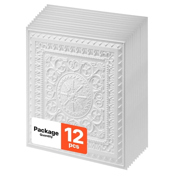 VEVOR 24 x 24 in PVC Ceiling Tiles 12-Pack White 3D Geometric Panels, Smooth PVC Sheet for Drop Grid, Impact-Resistant, Paintable Surface, Easy Cut, Modern Decorative Style for Home, Office