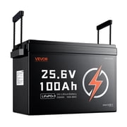 VEVOR 24V 100Ah LiFePO4 Lithium Battery 4000+ Cycles Built-in 100A BMS, Lithium Battery with Low Temperature Protection, Supports 8P2S Connection, 2560Wh Energy, for RV, Trolling Motor, Marine, Solar