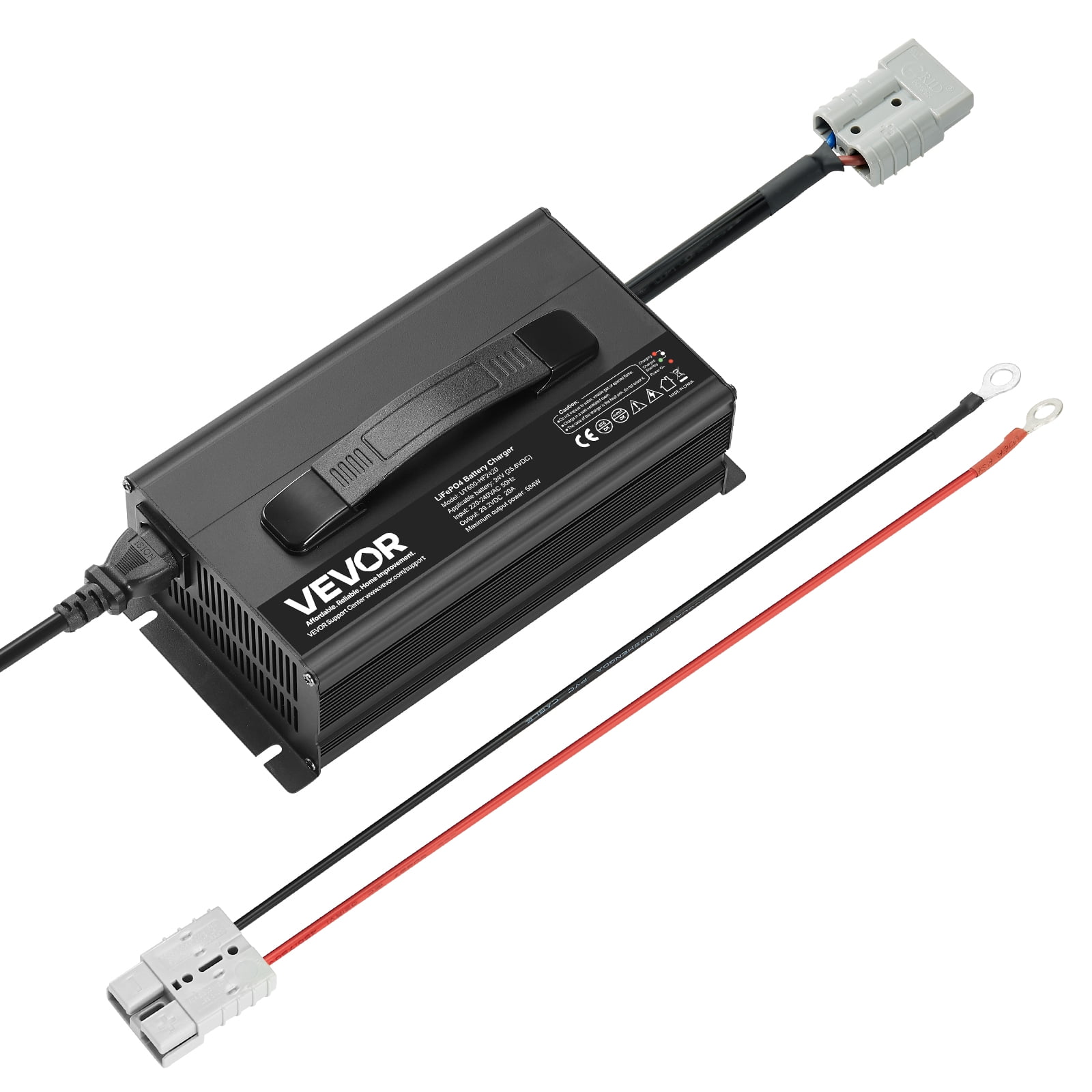 VEVOR 24V 20A Lithium Battery Charger, 29.2V, AC-DC LiFePO4 Smart ...