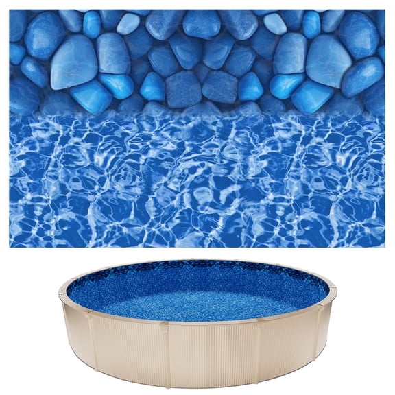 VEVOR 24ft Pool Liner, Round UniBead Swimming Pool Liner for 52 in Wall Height, Premium Vinyl, Easy Install with Leak-Proof Patches, Designed for Steel Sided Above-Ground,Outdoor, Boulder Swirl