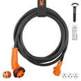 thumbnail image 1 of VEVOR 25ft 30A RV Extension Cord, Heavy Duty STW 10/3 AWG Power Cord, NEMA TT-30P/NEMA L5-30R, with LED Indicator Handle 15A Adapter, for RVs, Generators, Campers, ETL Listed, 125V, 1 of 9
