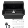 thumbnail image 1 of VEVOR 25 inch Kitchen Sink Workstation, Top Mount Granite Sinks, Drop-In Single Bowl Farmhouse Basin with Multiple Accessories, Household Dishwasher Sinks for RV, Prep Kitchen, and Bar (Black), 1 of 9