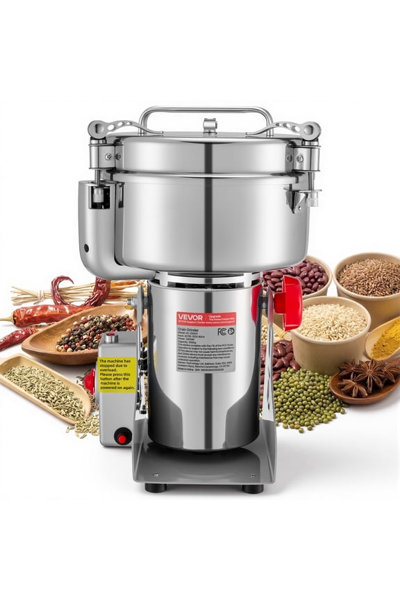 2500g Electric Grain Mill Grinder, 3400W 32000RPM High Speed Spice Corn Dry Grinding Machine, Stainless Steel Pulverizer Powder Machine for Dried Grains Coffee Beans Spices Nuts
