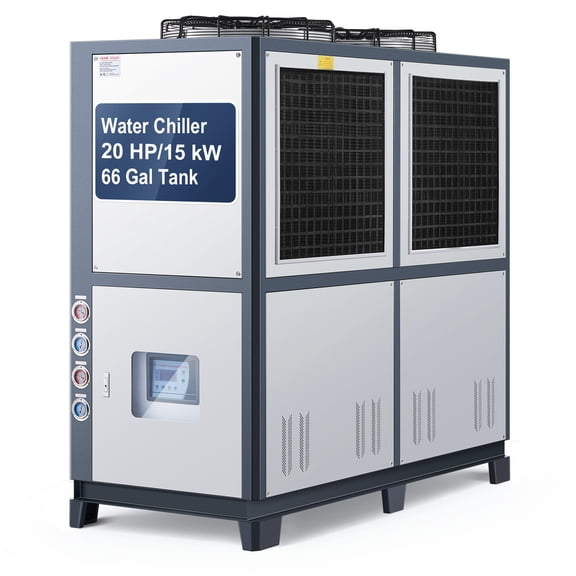 VEVOR 25HP Industrial Water Chiller, Air-Cooled Water Chiller with 60,480 Kcal/h Cooling Capacity, Dual Compressor, 53 Gal Large Tank, LED Display, Not Air Conditioner