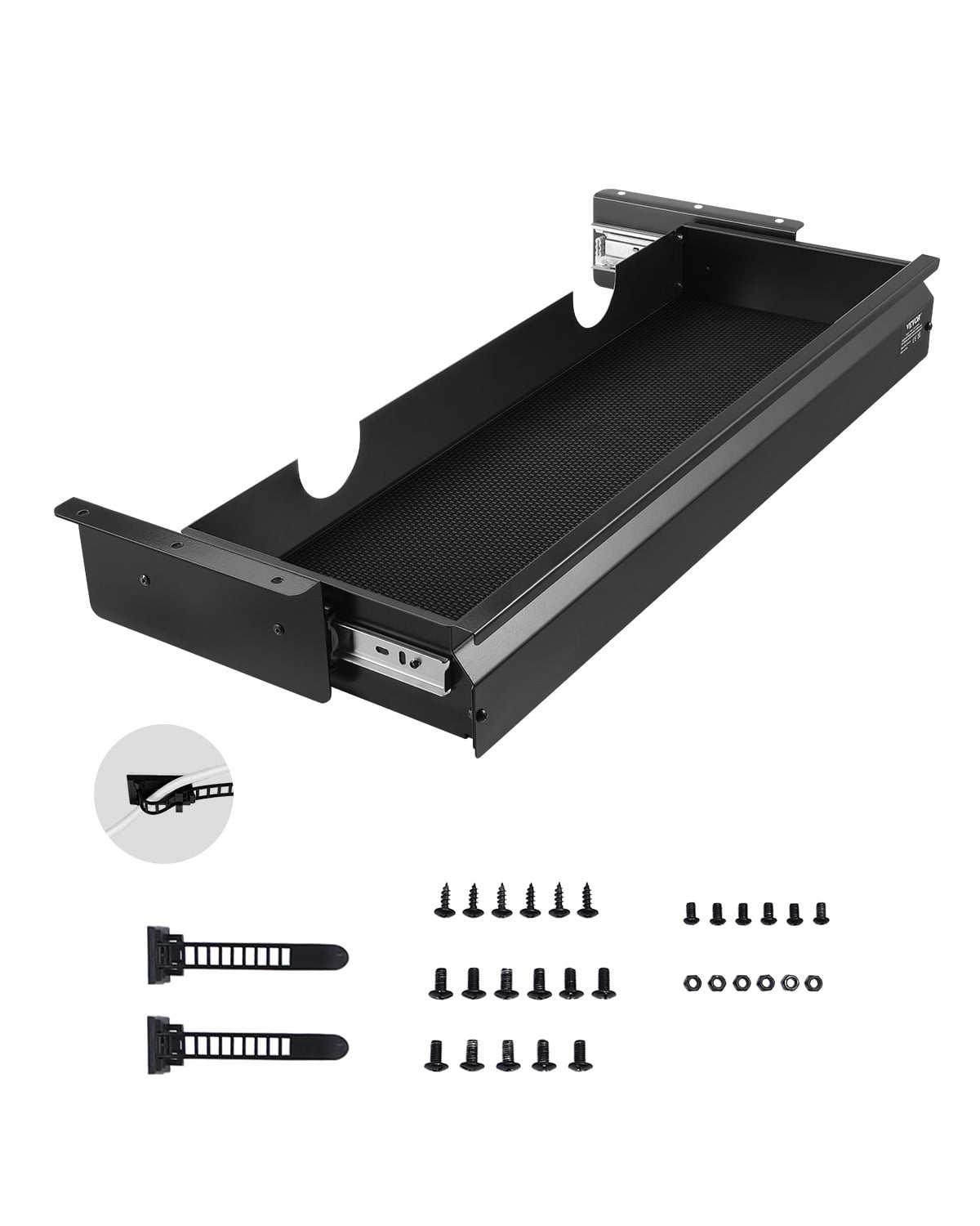 VEVOR 26" Wide Under Desk Drawer Slide Out, Under Desk Mount Pull Out Drawer Attachment, Hidden Desk Storage Organizer, Under Table Pencil Drawer for Office Home Sit Stand Workstation, 29x9x4 In