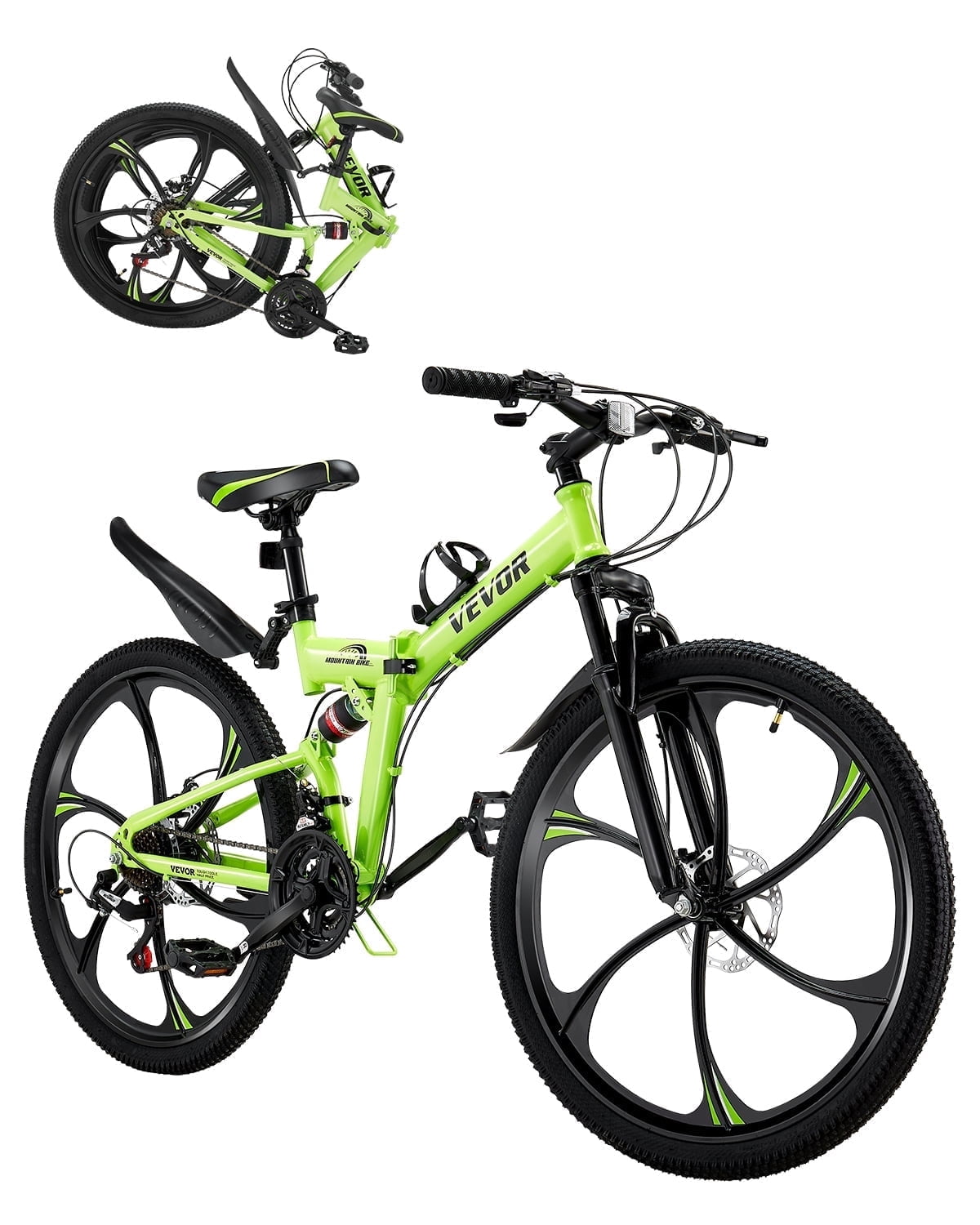 VEVOR 26-inch Collapsible Mountain Cycle, MTB Bike featuring Comprehensive Shock Absorption, 21-gear Transmission, Cushioned Seat, Disk Braking System