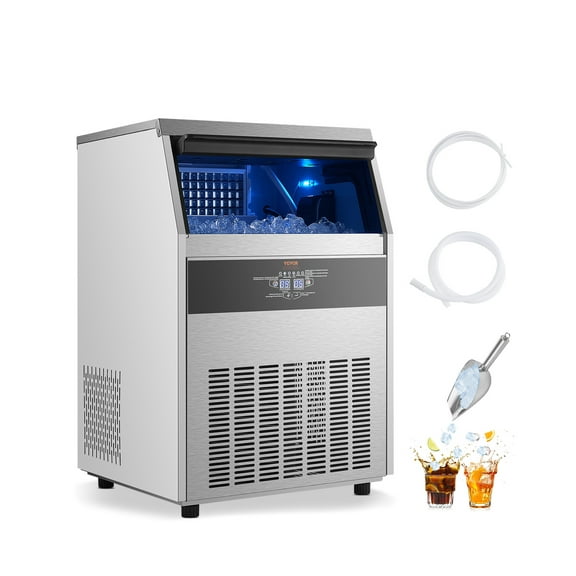 VEVOR 265lbs/24H Commercial Ice Maker,108 Ice Cubes in 15 Minutes,Freestanding Ice Maker Machine with 66lbs Large Storage Capacity for Bar Office Restaurant,with LED Digital Display & Self-Cleaning
