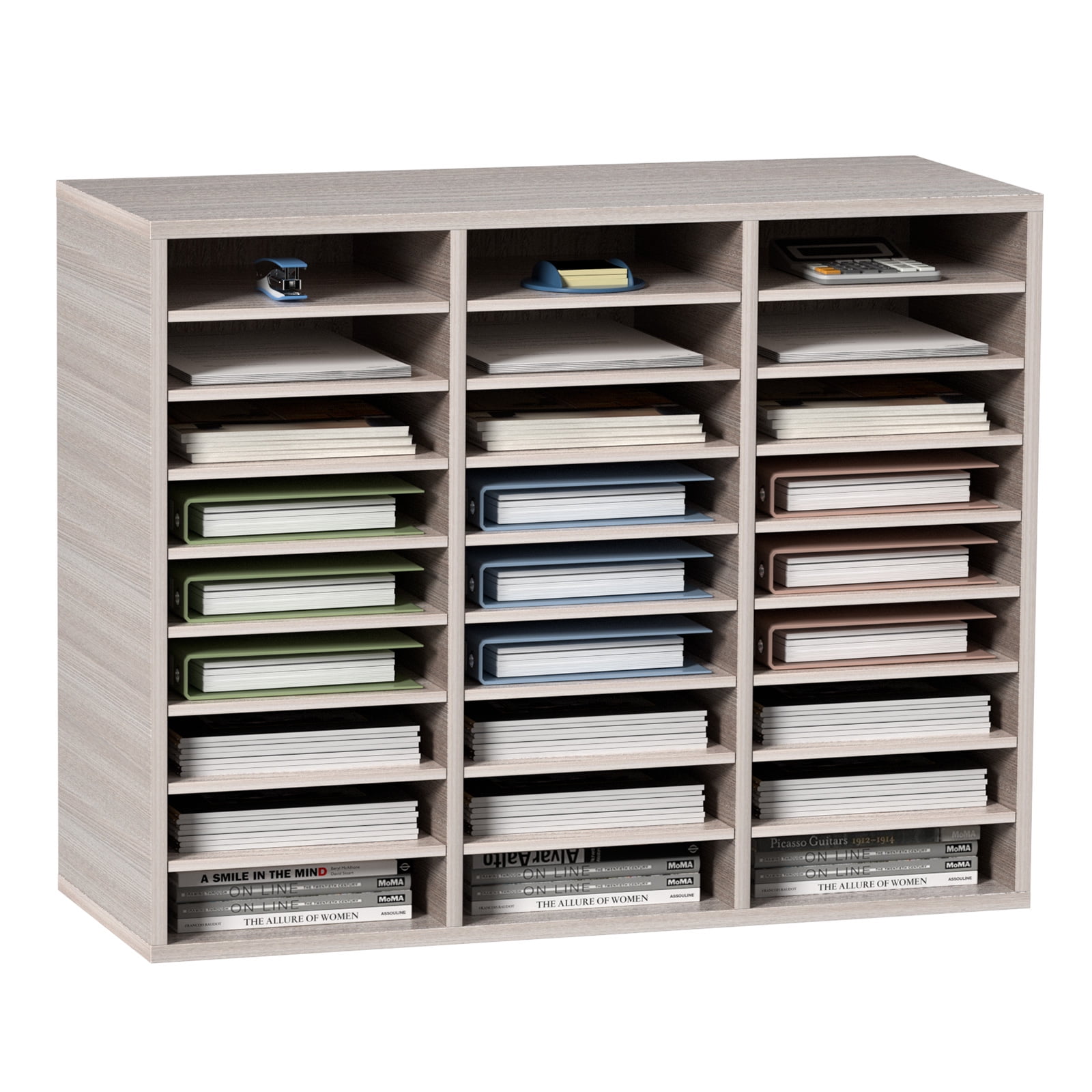 VEVOR Wood Literature Organizer - 27 Compartments, Adjustable Shelves, Brown MDF