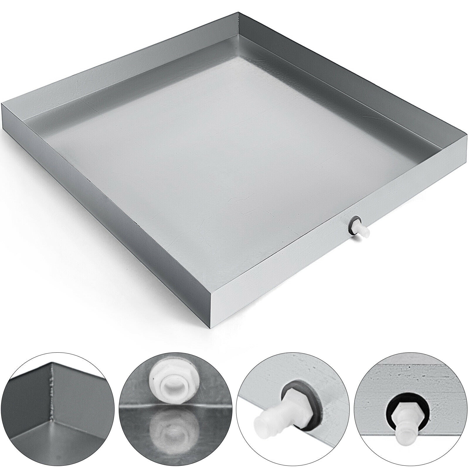 VEVOR 27 in. x 25 in. x 2.5 in. Washing Machine Pan 18-Gauge Thick  Stainless Steel Compact Washer Drip Tray w/ Hose Adapter  SC27X25X2.5YC0001V0 - The Home Depot