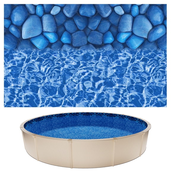 VEVOR 27ft Pool Liner, Round UniBead Swimming Pool Liner for 52 in Wall Height, Premium Vinyl, Easy Install with Leak-Proof Patches, Designed for Steel Sided Above-Ground,Outdoor, Boulder Swirl
