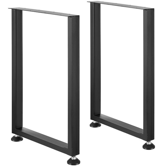 VEVOR 28 Inch Adjustable Furniture Legs, Square Reinforced Steel Office Table legs Set of 2 for DIY, Max Load 1000 lbs Heavy Duty Desk Legs, Quick Instalation & Rich Accessories Legs Black