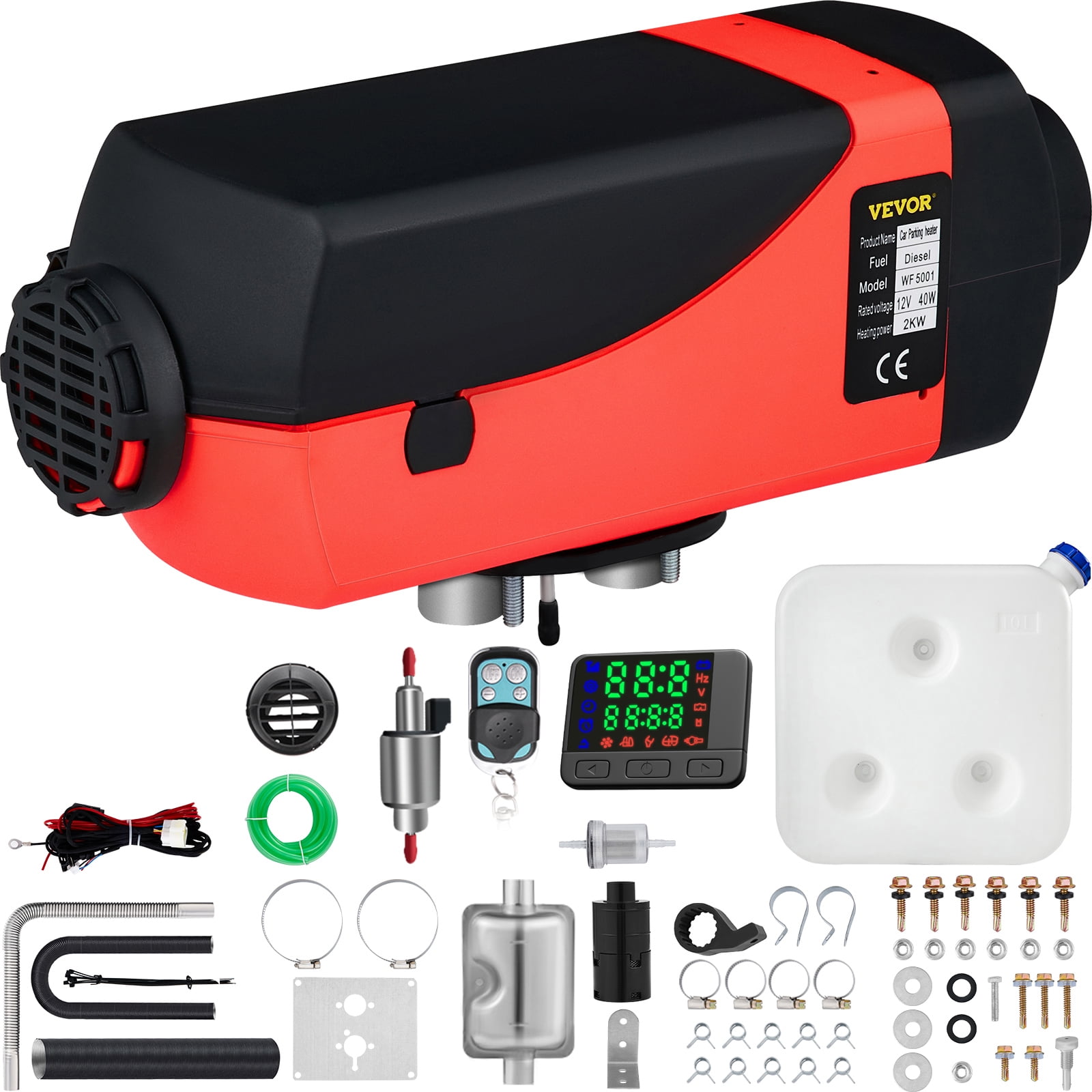 VEVOR 2KW 12V Diesel Air Heater Muffler, Diesel Air Heater with Knob Switch  for RV Motorhome Trailer Trucks Boats - Walmart.com