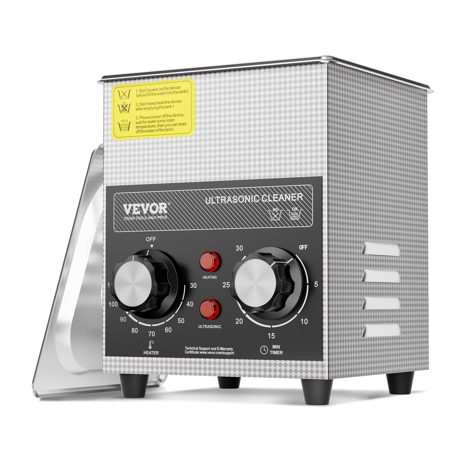 VEVOR 2L Ultrasonic Cleaner with Heater Timer & Basket, Professional Digital Sonic Cavitation Machine, 60W Cleaning Machine for Watch Instruments, Glasses, Coin, Metal Parts, Tool