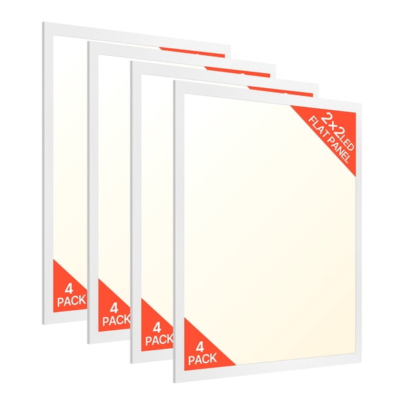 VEVOR 2x2 FT LED Flat Panel Light, 5700 LM, Flush Mount LED Drop Ceiling Lighting Fixture with 3 Color Selectable 3000K/4000K/5000K, 25W/30W/40W, 0-10V Dimmable, Ultra Slim for Home Kitchen, 4 Pack