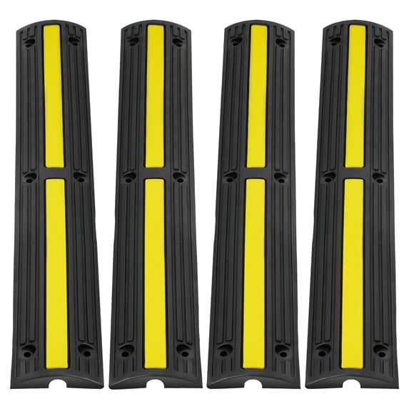VEVOR 4 Pcs Cable Protector Ramp, 1 Channel, 18000lbs/axle Capacity, Heavy Duty Rubber Speed Bumps, Floor Cable Protector Wire Cover for Residential Areas, Private Garages, Gardens, 3.28ft