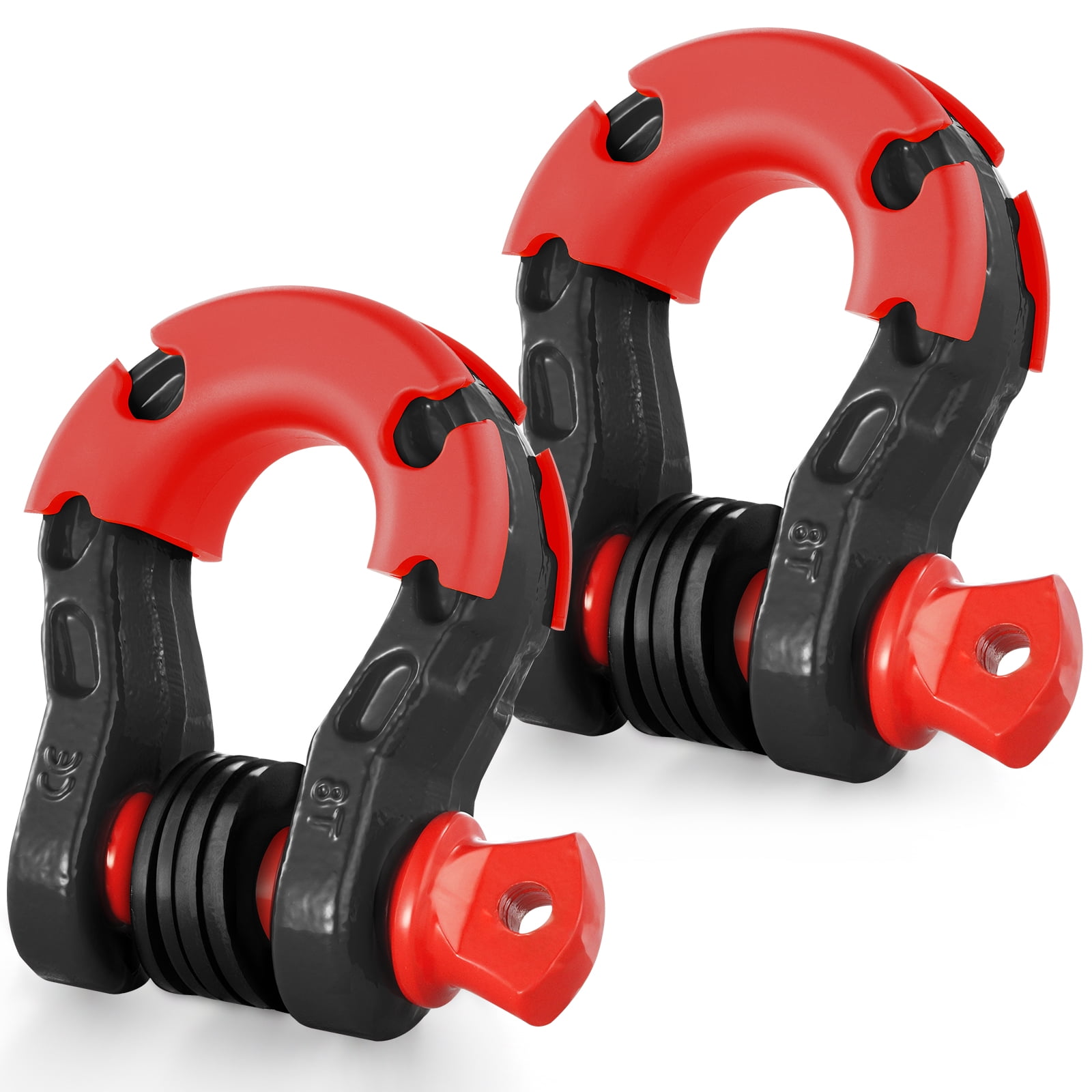 VEVOR 3/4" D-Ring Shackle, 2 Pack Alloy Steel Shackles 66139 lbs (30 Ton) Break Strength with 7/8" Screw Pin, Isolators & Washers, Heavy Duty Off Road Vehicle Recovery Shackle for Jeep Truck, Black