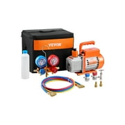 VEVOR 3.5 CFM AC Vacuum Pump and Gauge Set,Single Stage Rotary Vane HVAC Air Vacuum Pump,A/C&nbsp;Refrigerant&nbsp;Manifold Gauge Kit, with Hoses,for R134a,R12,R22,R502a,R410A,R404,R407C Refrigerants