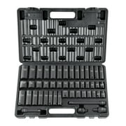 VEVOR 3/8" Drive Impact Socket Set, 48 Piece Socket Set SAE  5/16" -3/4"  & Metric  8-22mm 6 Point Cr-V Drive Extension Bar Universal Joint & Power Drill Adapter Includes Storage Case