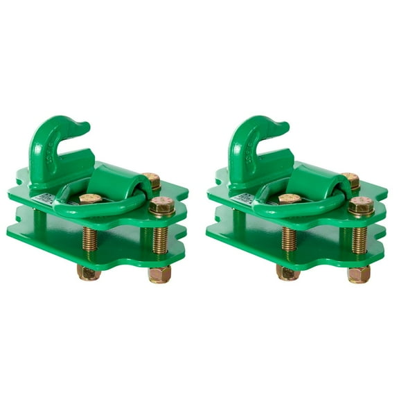 VEVOR 3/8" Tractor Bucket Hooks with Tie Down Ring, Grade 70 Forged Steel 2 Pack Bolt-On Grab Hook with Back Plates Work Well for Tractor Bucket RV UTV Truck Maximum Break Strength 15,000 lbs, Green