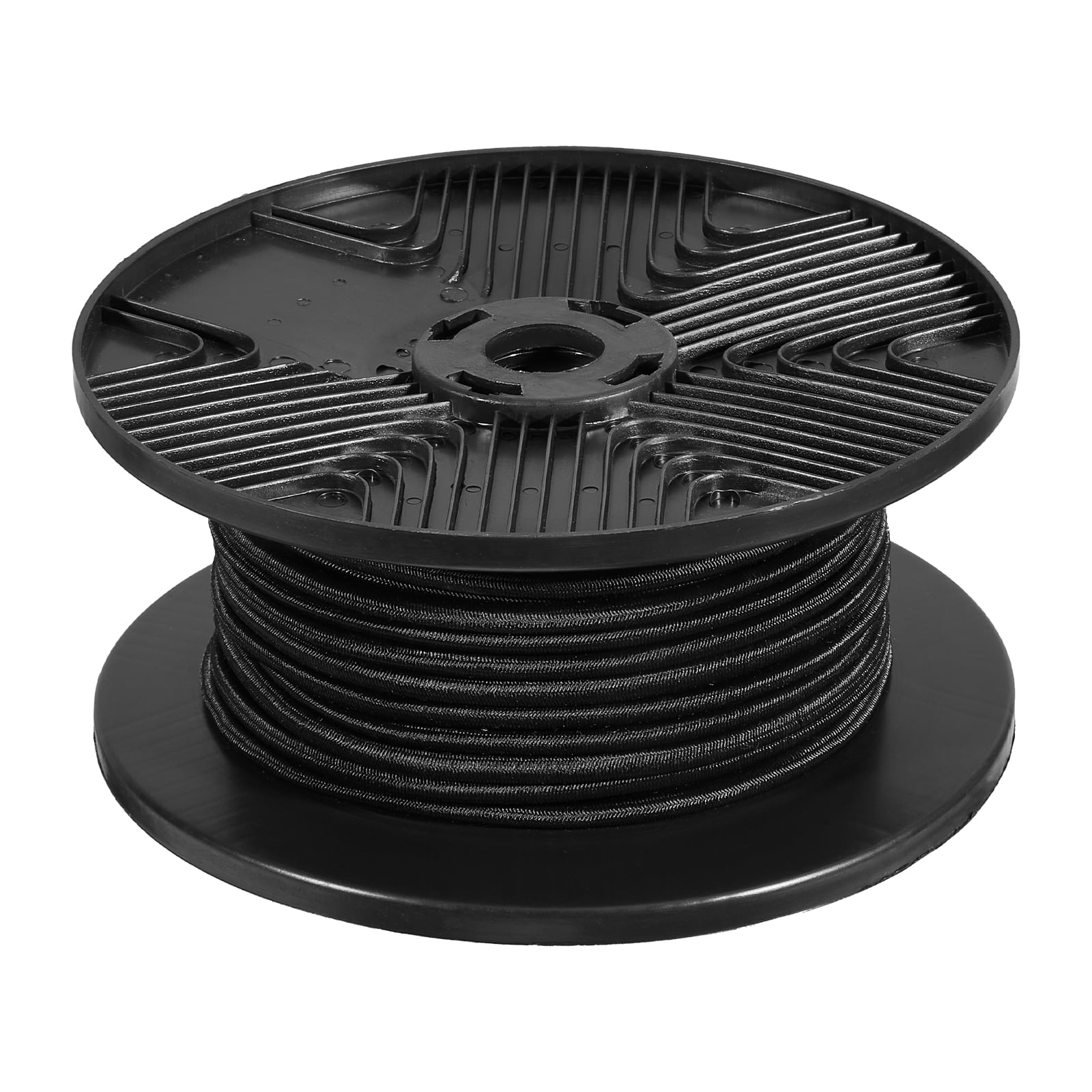 VEVOR 3/8 inch Bungee Cord, 120 ft/36 m Spool Heavy Duty Bungee Straps, 100% Stretch Elastic Bungee Rope for Cargo, Tarps, Camping, Kayak Deck and Crafting, Black