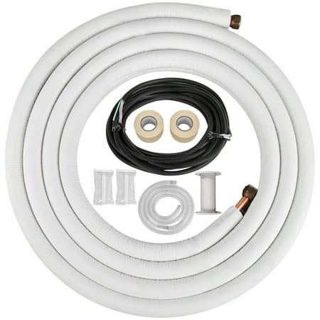 VEVOR 3/8" x 1/4"-25ft Mini Split Copper Line Set, Copper Pipes for Mini Split Air Conditioner OD, Flared Copper Lines White, Mini Split Line Set for Heat Pump System, Line Set for 9000 BTU