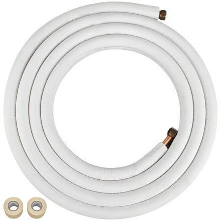 VEVOR 3/8" x 5/8"-49.2ft Mini Split Copper Line Set, Copper Pipes for Mini Split Air Conditioner OD Flared Copper Lines White Mini Split Line Set for Heat Pump System Line Set for 24000 BTU