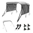 thumbnail image 1 of VEVOR 3 Bow Bimini Top Boat Cover, Detachable Mesh Sidewalls, 600D Polyester Canopy with 1" Aluminum Alloy Frame, Includes Storage Boot, 2 Support Poles, 2 Straps, 6'L x 46"H x 67"-72"W, Light Grey, 1 of 10