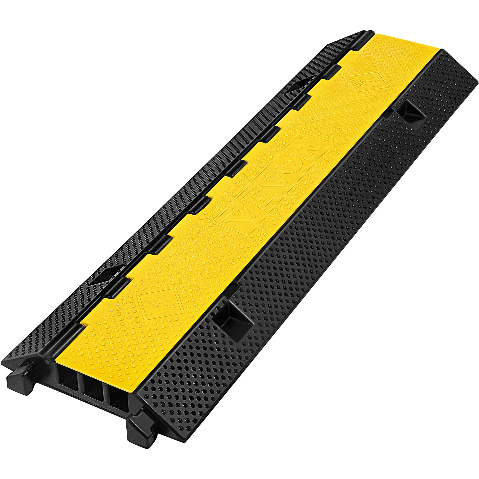 VEVOR 3 Channel Rubber Cable Protector Ramp 1.2 x 1.2 inch Channel Heavy Duty Cable Wire Cord