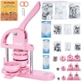 thumbnail image 1 of VEVOR 3-IN-1 Button Maker, 1/1.25/2.28 inch(25/32/58mm) Pin Maker, 300pcs Button Parts,Button Maker Machine with Panda Magic Book, Ergonomic Arc Handle Punch Press Kit, For Children DIY Gifts,Pink, 1 of 9