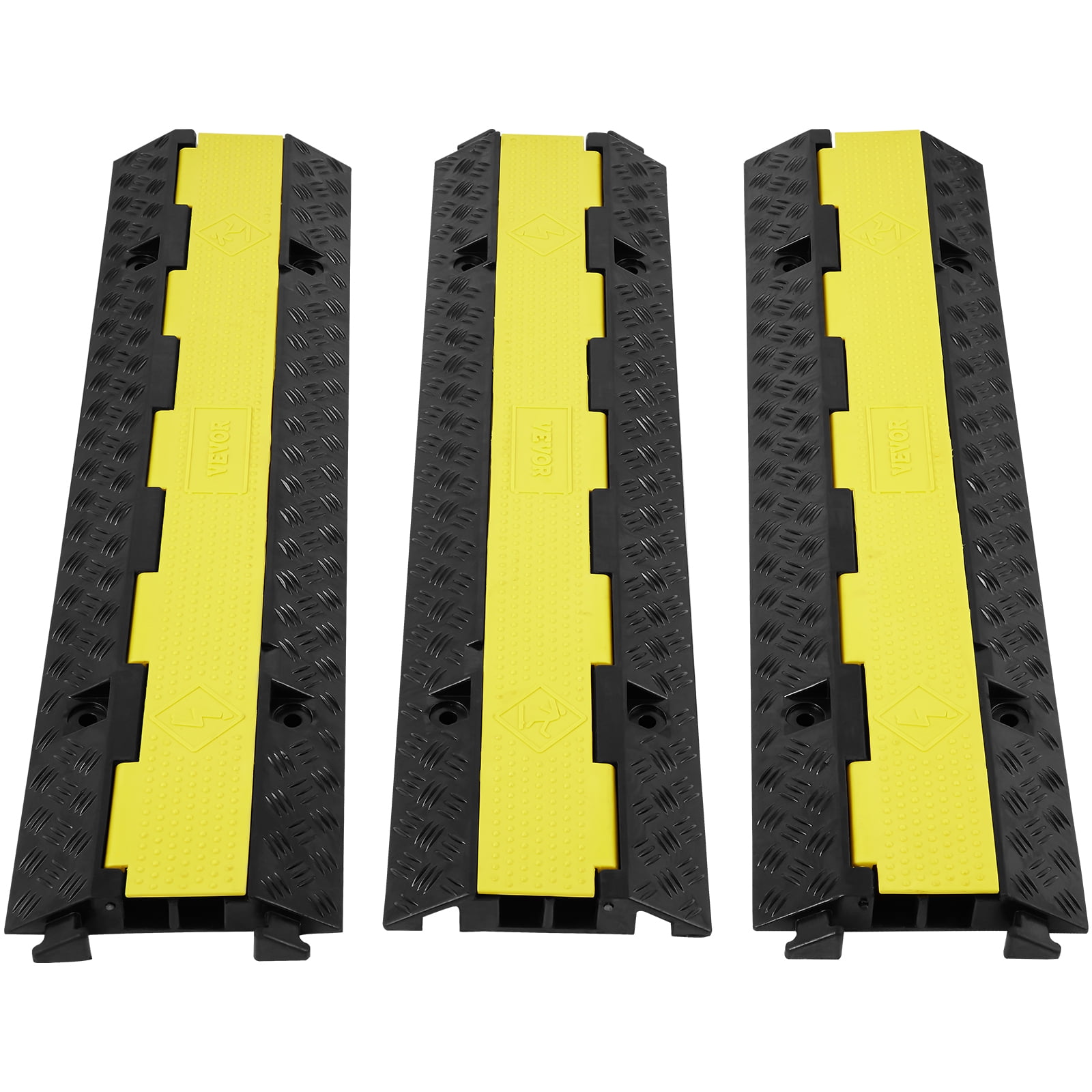 VEVOR 3 PCs Rubber Cable Protector Ramp, 2 Channel, 12000 lbs/axle ...