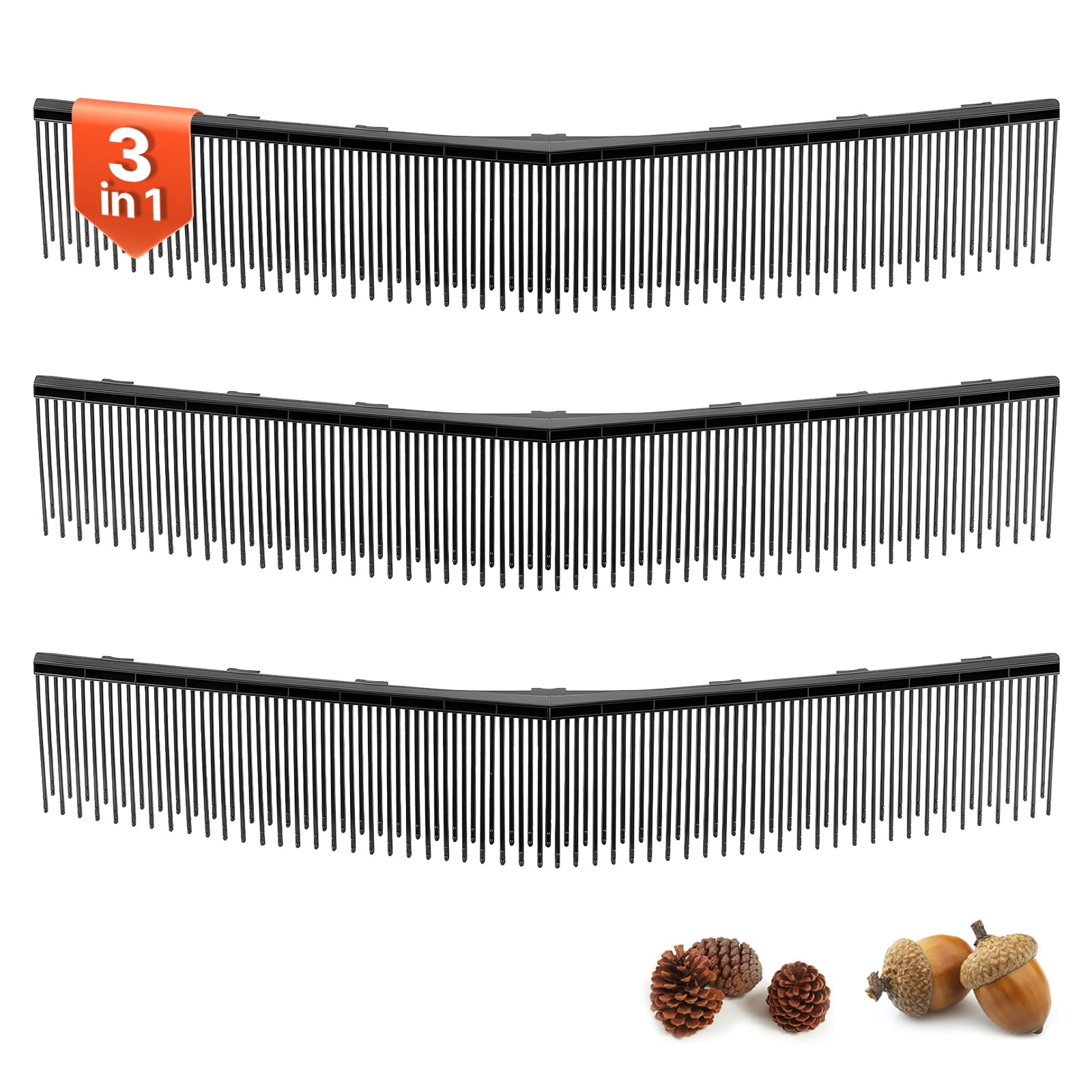 VEVOR 3 Packs Lawn Sweeper Brush Replacement, Compatible with VEVOR 26 in Lawn & Leaf Collector Sweepers, Yard Sweeper Brush Paddle with Durable V-Shaped Bristles for Easy Grass Leaf Cleanup