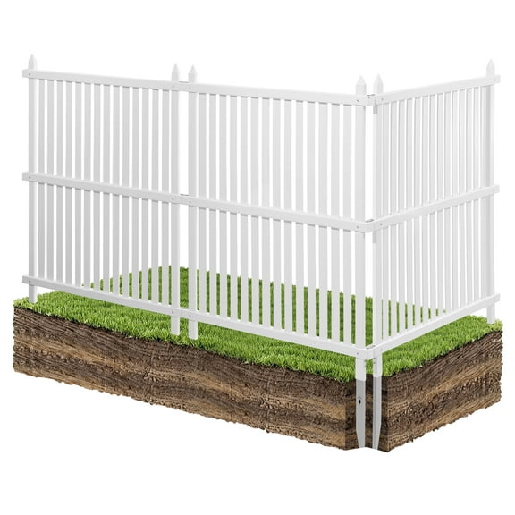 VEVOR 3 Panels Outdoor Privacy Screen, 36 x 45 in Air Conditioner Fence with 19.7 in Ground Stakes, Pool Equipment Enclosure, Strip Vinyl Privacy Fence, Ideal for Trash Can and A/C Units, White