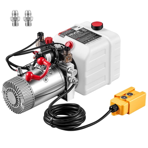 VEVOR 3 Quart Hydraulic Pump, Double Acting Dump Trailer Pump, 3200PSI Max Relief Pressure & 0.91 GPM Flow Rate, DC12V 1.6KW Hydraulic Power Unit for Dump Trailer Car Lifting(Horizontal Installation)