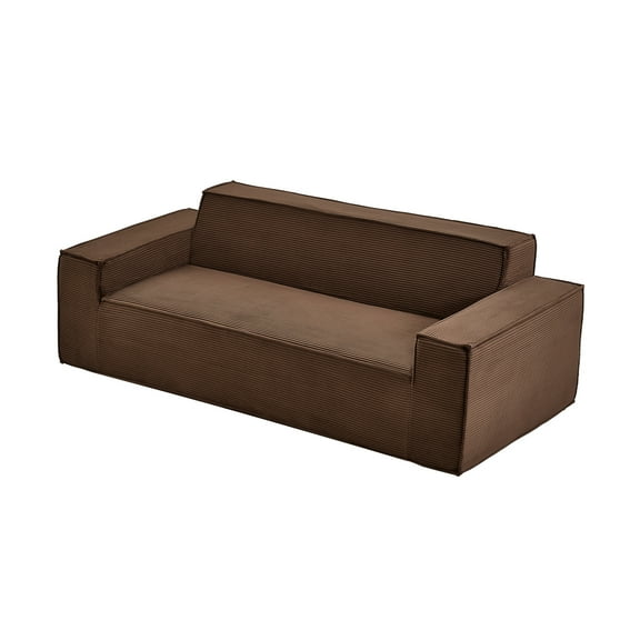 VEVOR 3-Seater Sofa in a Box, 83-Inch No Assembly Corduroy Couch with Memory Foam, Deep Seats for Living Room, Apartment, or Office, Brown