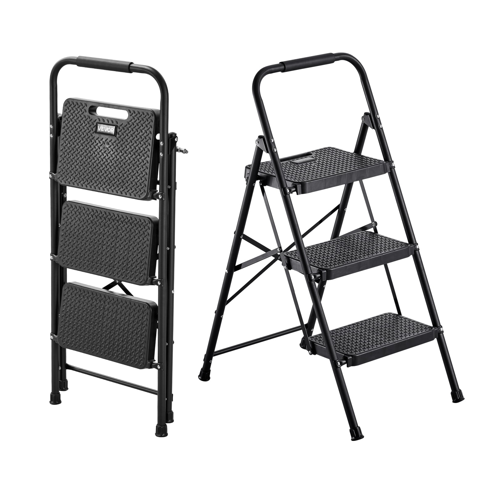 VEVOR 3 Step Ladder, Folding Step Stool with Wide Anti-Slip Pedal and ...