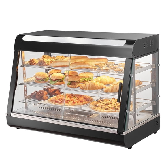 VEVOR 3-Tier Commercial Food Warmer Display, 1500W Food Display Warmer with Light, Adjustable Shelf and Temperature Display, 86~185 Steam Heating, 130L for Hamburger, Pizza, Bread, Fried Chicken