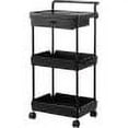 thumbnail image 1 of VEVOR 3-Tier Rolling Cart with Drawer - Lockable Wheels, Multipurpose Storage Organizer for Office, Kitchen, Living Room - Black, 1 of 12