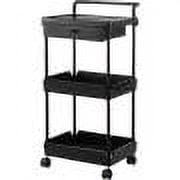 VEVOR 3-Tier Rolling Cart with Drawer - Lockable Wheels, Multipurpose Storage Organizer for Office, Kitchen, Living Room - Black