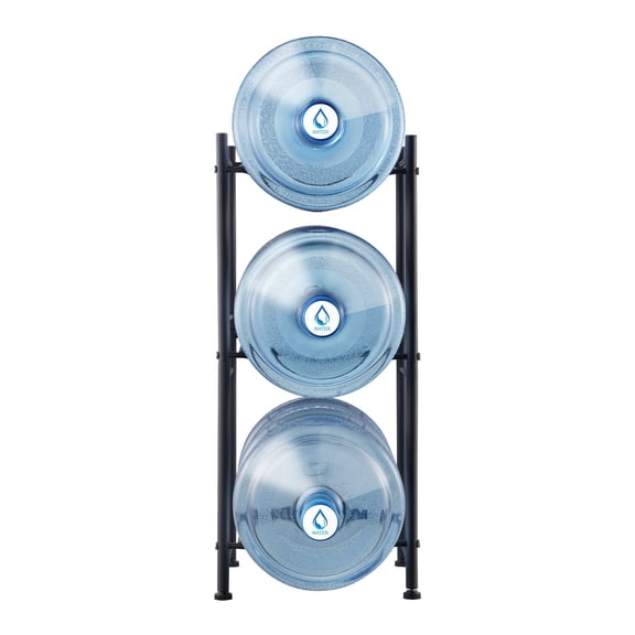 VEVOR 3 Tiers Water Jug Holder, 5 Gallon Water Bottle Holder, Single Row Water Bottle Rack for 3 Bottles, Heavy Duty Water Jug Rack for Kitchen, Office, Living Room, Black