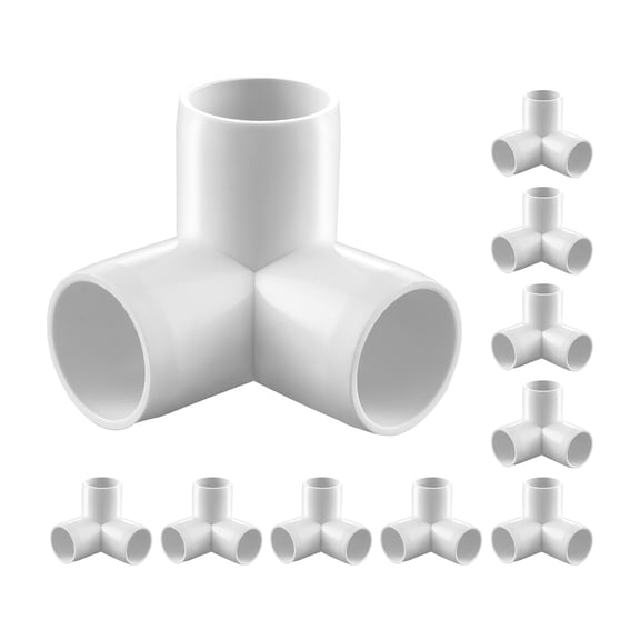 VEVOR 3-Way PVC Fittings, 1-inch PVC Pipe Joints Elbow Connector, 10-Pack Furniture Grade PVC Tee Fittings for DIY Storage Rack, Animal Cage, Pool or Garden Support Frame, Impact & Weather-Resistant