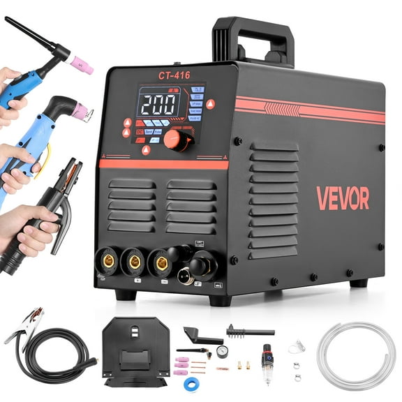 VEVOR 3-in-1 Plasma Cutter Welder Combo - CUT/TIG/MMA, 50A Non-Contact Cutting Machine & 200A TIG Stick Welder, Digital 110/220V Dual Voltage with 2T/4T/PA/PT Function for Home Repairs Workshops