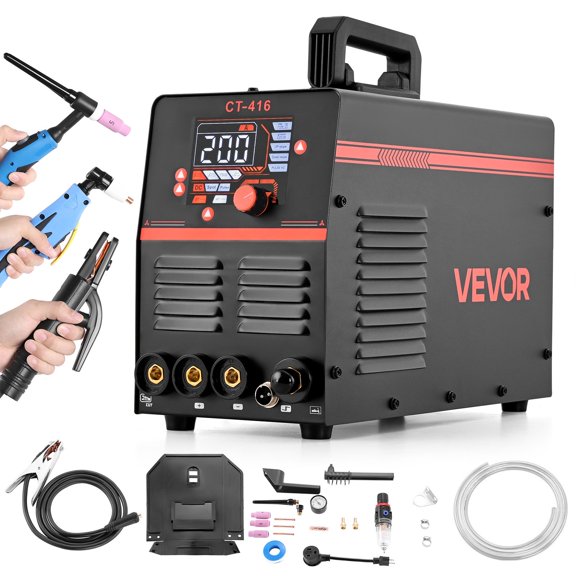 VEVOR 3-in-1 Plasma Cutter Welder Combo - CUT/TIG/MMA, 50A Plasma Cutting Machine & 200A TIG Stick Welder, Digital 110/220V Dual Voltage with 2T/4T/PA/PT Function for Home Repairs, Workshops