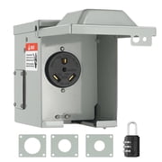 VEVOR 30 Amp RV Power Outlet Box, 125/250 Volt, Enclosed Lockable Outdoor RV Receptacle Box, NEMA TT-30R Weatherproof Electrical Panel, for RV Camper Trailer Motorhome Tested toStandards