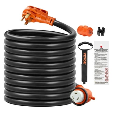 BENTISM 30FT 50A RV Power Cord, Heavy Duty STW 6/3 + 8/1 Generator Cord, NEMA 14-50P Male NEMA SS2-50R Female Plug, with LED Indicator Handle 15A Adapter, for RVs, ETL Listed