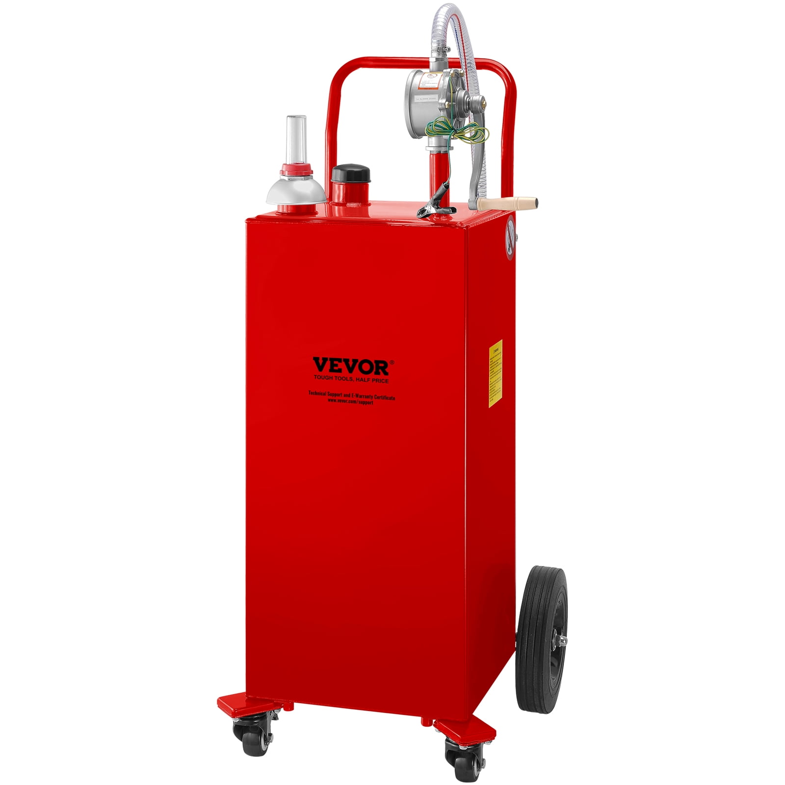 VEVOR 30 Gallon Fuel Caddy Stainless Steel Gas Storage Tank with Manual Transfer Pump And 4 Wheel for Boats, ATVs, and Lawn Mower